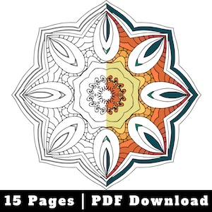 relaxing mandala coloring book, Flower Shaped Mandala Coloring pages for adults, Printable Mandala Coloring Pages Instant Download