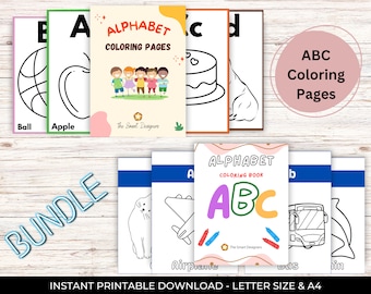 Alphabet Coloring Book Pages, Fun ABC Activities (Digital Download)