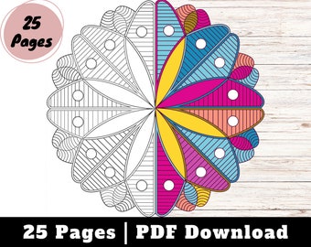 Mandalas de flores para colorear: Diseños florales para aliviar el estrés (Descarga digital)