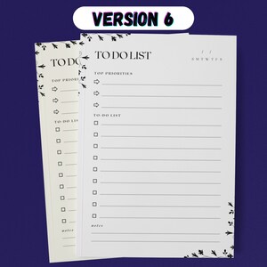May include: A black and white to-do list printable with floral accents. The printable has sections for top priorities, to-do list, and notes. It also includes a calendar section for the days of the week.