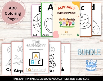 Alphabet Coloring Pages Bundle: Fun ABC Learning (Digital Download)