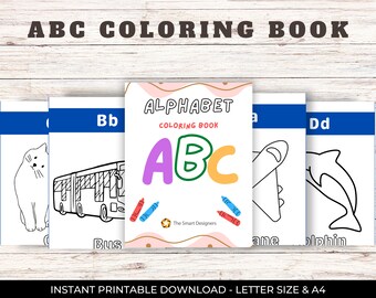 ABC Coloring Book, Educational Activity Pages (Digital Download)