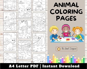 Animal Coloring Pages: Kids' Travel Activity Book (Digital Download)