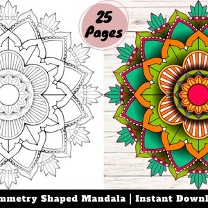 Harmony in Patterns: Symmetry Shaped Mandala Coloring Pages for Serene Creativity, Mandala Coloring Book For Instant Relaxation