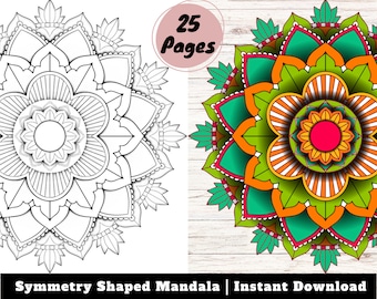 Mandalas para colorear: Diseños simétricos para la relajación (Descarga digital)