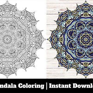 Mandala Coloring Pages, Stress Relief Activity, Coloring Book Mandala Pages, Symmetry Shape Coloring Pages Instant Download