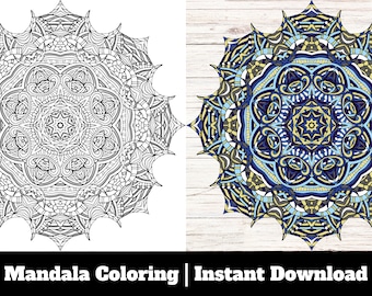 Mandalas à colorier imprimables, activité de soulagement du stress (téléchargement numérique)