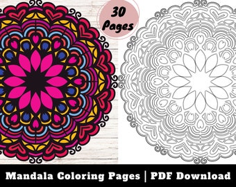 Libro da colorare Mandala: 30 pagine stampabili per alleviare lo stress (download digitale)