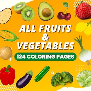 Fruits and Vegetables coloring Books for Kids, Printable Coloring Book, Coloring Sheets For Kids, Printable Coloring for Kids