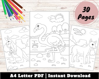 Animal Coloring Pages: Kids' Printable Designs (Digital Download)
