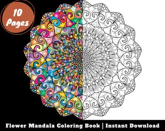 Libro da colorare con mandala, arte antistress (download immediato)