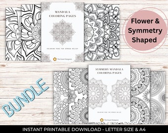Flower Mandala Coloring Pages: Elegant Symmetry (Digital Download)