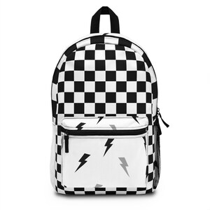 Sac à dos Rad Little Dude, motif éclairs et damier, article pour la rentrée ou sac à langer, cadeau pour lui.