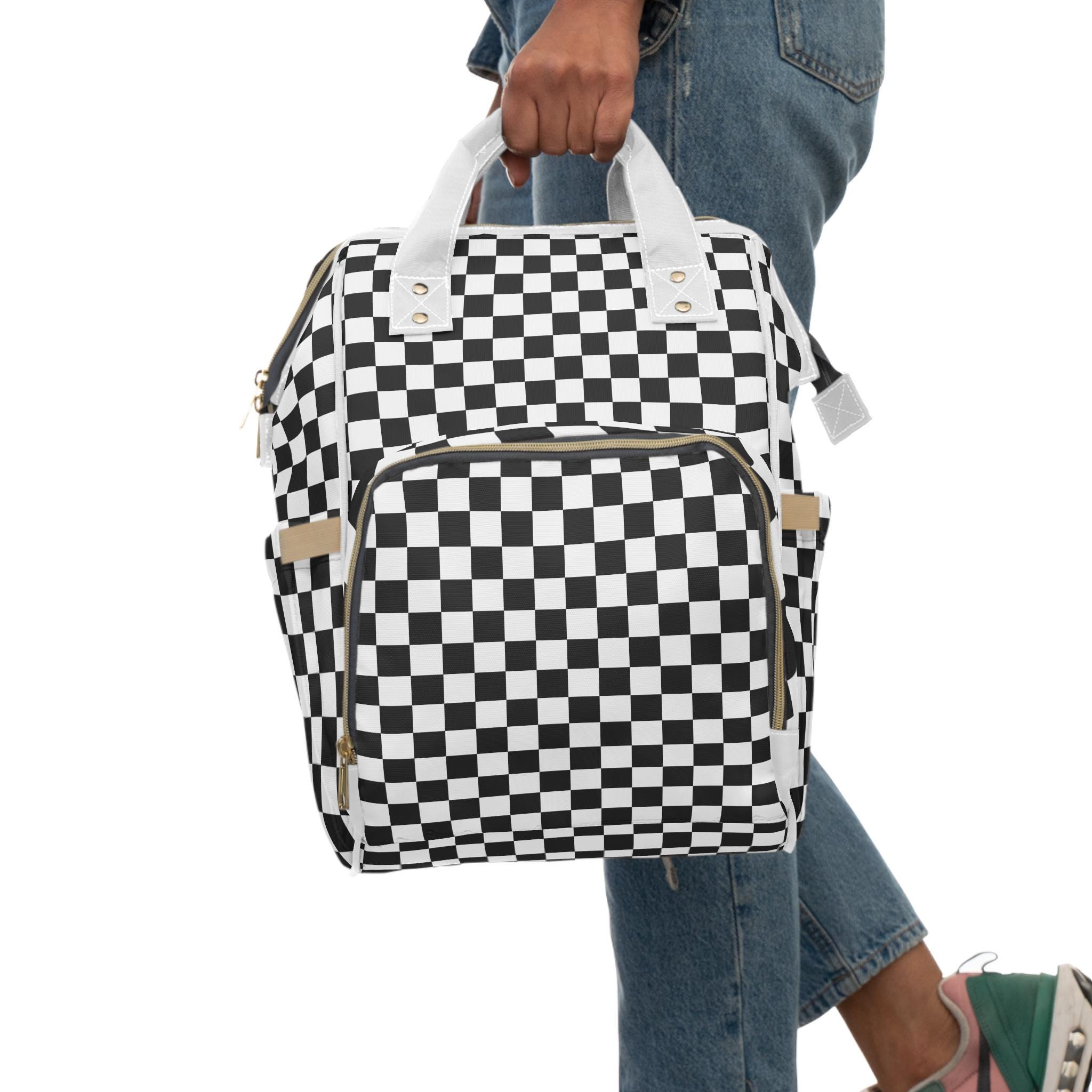 Checkerboard Diaper Backpack, Trendy Mom Bag for Baby Shower Gift