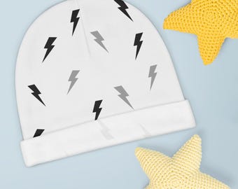 Lightning bolt designed baby beanie, great for baby, baby boy shower gift, baby shower gift, nursery theme, gift for boy