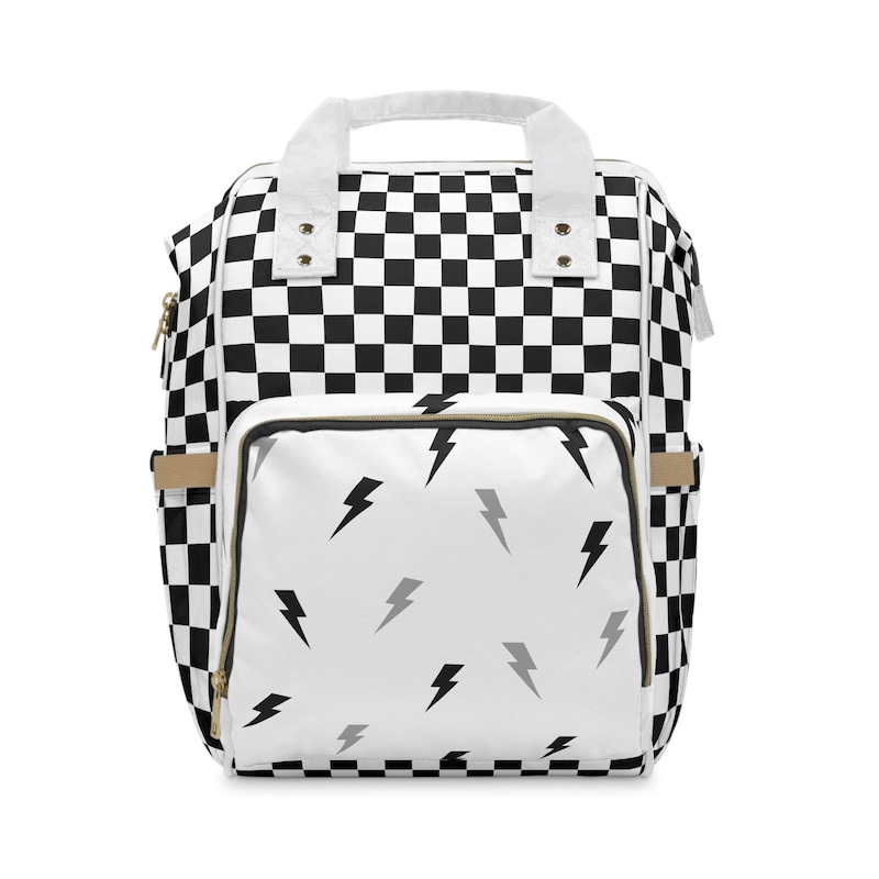 Diaper Bag Set - Black & White Checkered main image 0