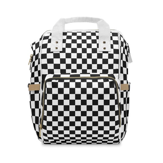 Checkerboard Diaper Backpack, Trendy Mom Bag for Baby Shower Gift