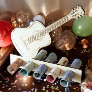 Gitarre Muziek Geldhalter SVG, Laser Cut Gravurdatei, Geldhalter SVG voor Geburtstag, Weihnachten, Abschlussfeier, DJ, Party