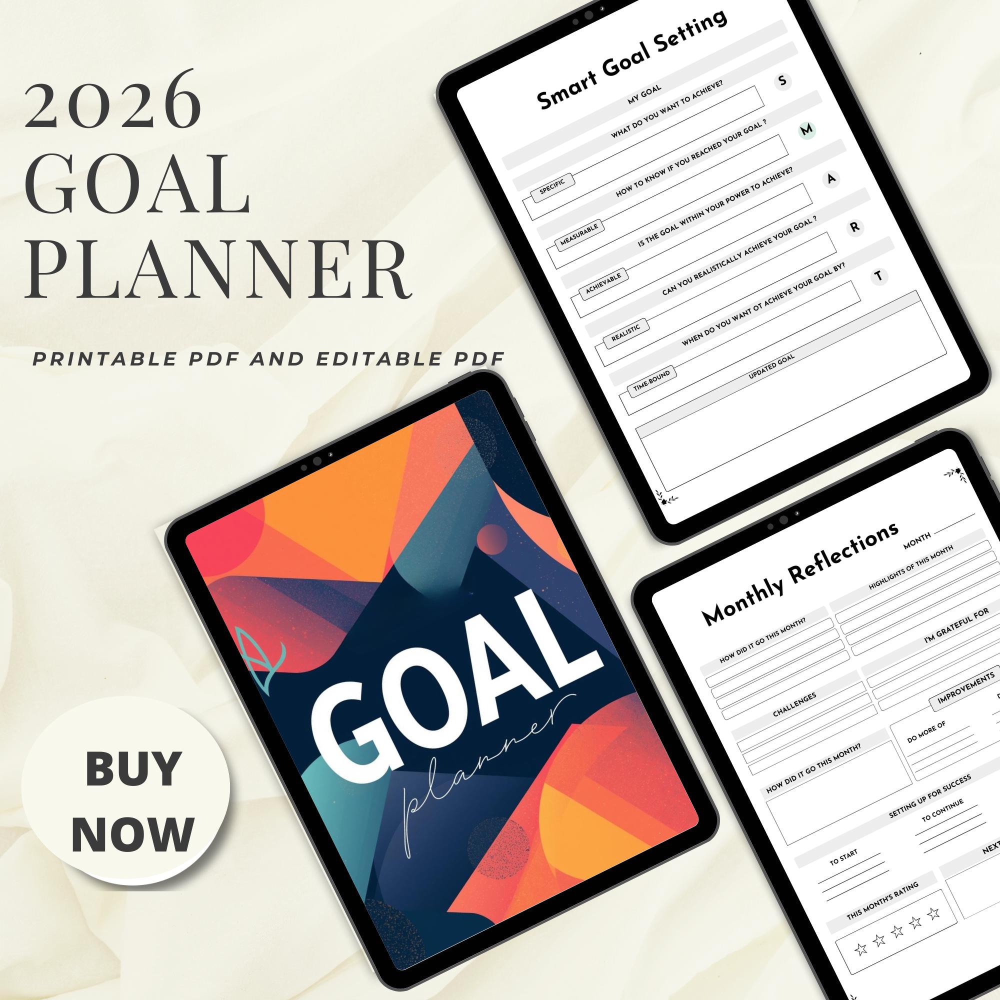 2026 Goal Planner Printable | Goal Setting Workbook | Productivity ...