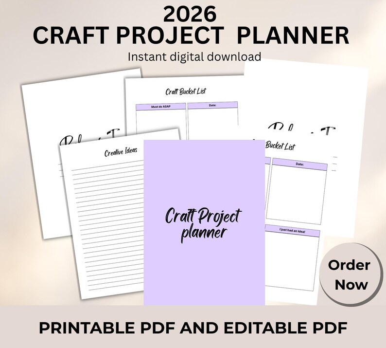 2026 Craft Project Planner Printable PDF | DIY Craft Planner | Craft ...