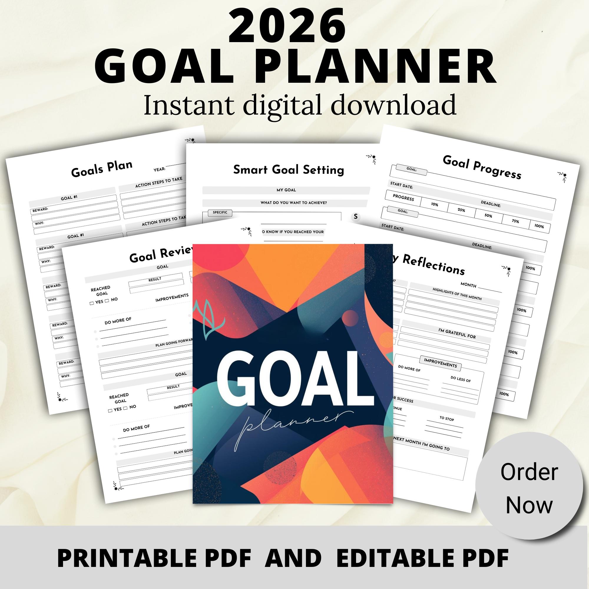 2026 Goal Planner Printable | Goal Setting Workbook | Productivity ...