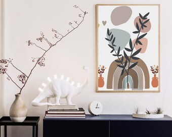 Boho Leaf Print – Terracotta Botanical Wall Art – Minimalist Plant Decor – Printable Digital Download for Home & Office