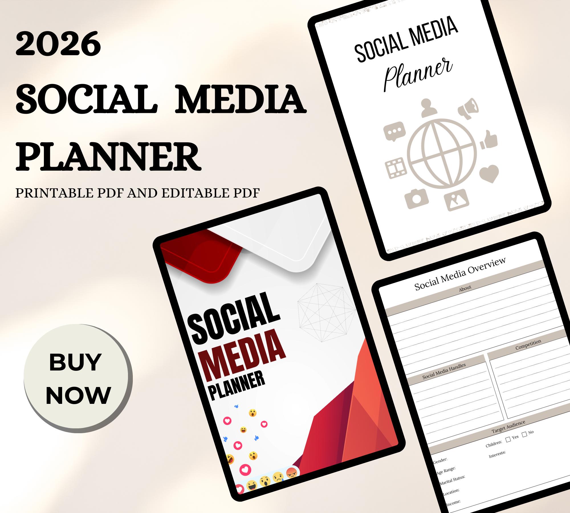 2026 Social Media Planner Printable PDF | Content Planner | Social ...