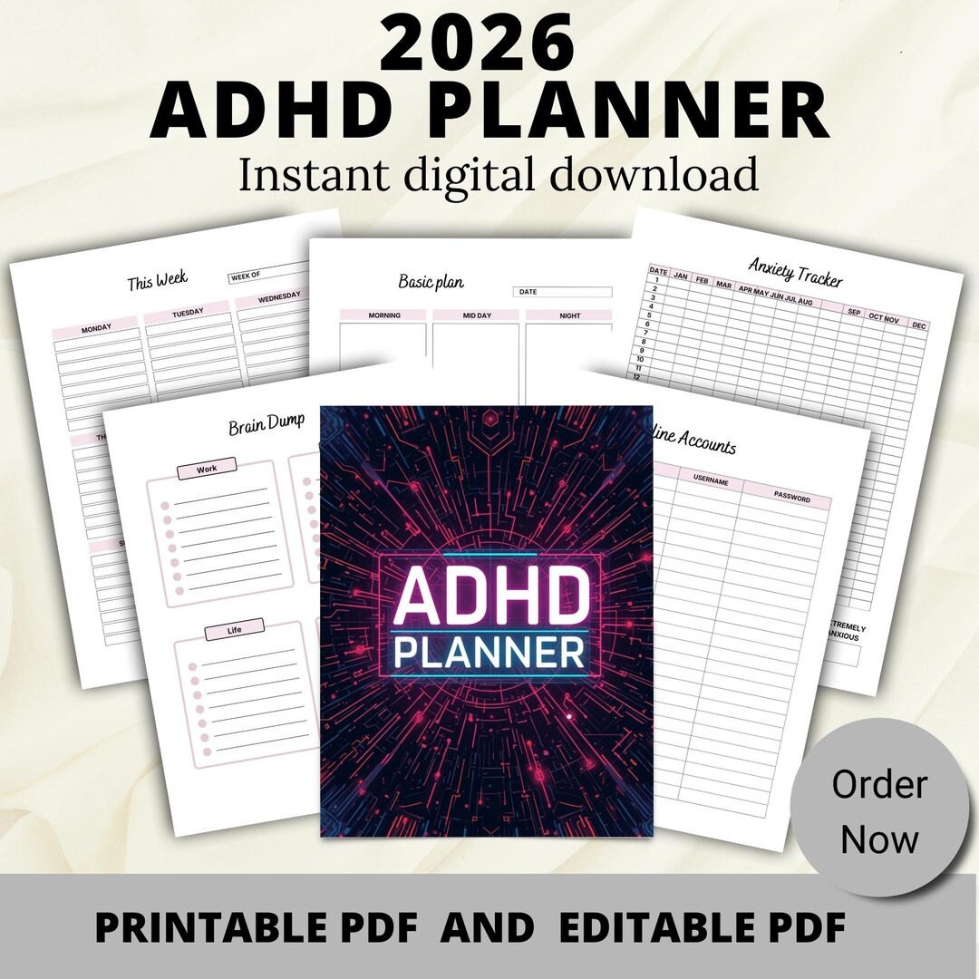 2026 Adhd Planner Printable PDF | Adhd Organizer | Focus and ...