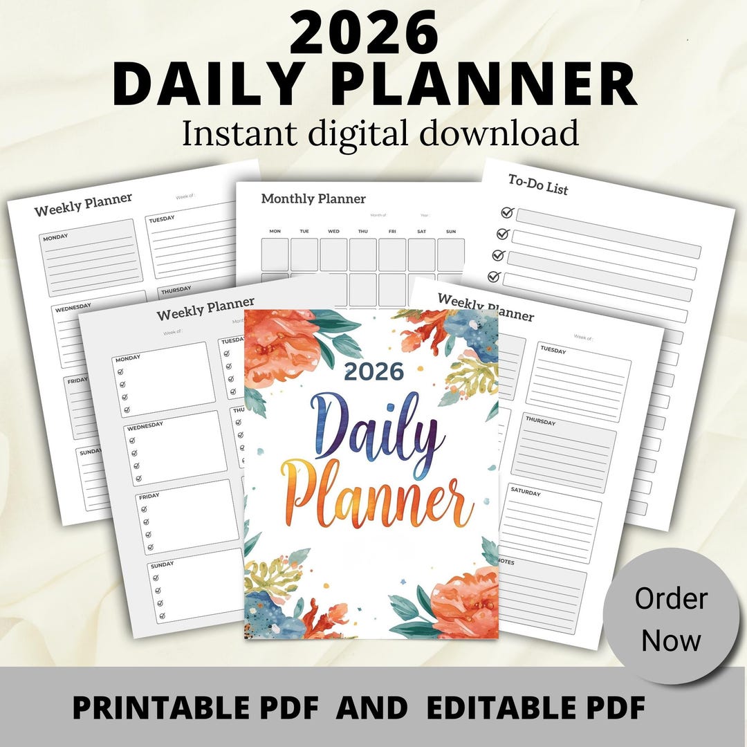 2026 Daily Planner Printable PDF | Minimalist Daily Schedule ...