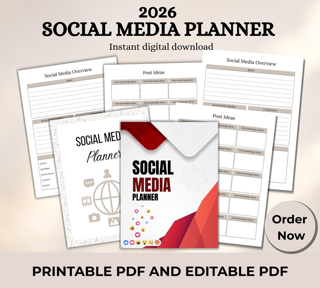 2026 Social Media Planner Printable PDF | Content Planner | Social Media Content Calendar ...