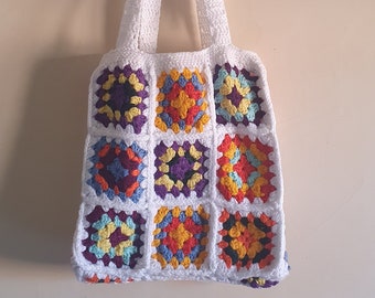 Crochet tote Bag, Granny Square Bag, Crochet Bag, Crochet Purse, Hippie Bag, Gift for Her, Boho Bag Crochet, Vintage Style, Bag For Women,