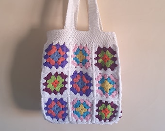 Crochet Purse, Granny Square Bag, Crochet tote Bag, Crochet Bag, Hippie Bag, Gift for Her, Boho Bag Crochet, Vintage Style, Bag For Women,