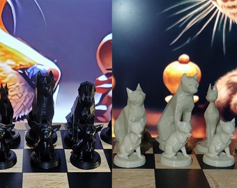 Schachset aus dem 3D-Drucker | Stil: Hunde gegen Katzen