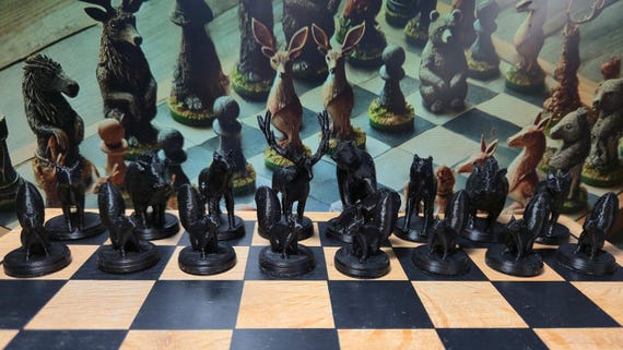 3D Printed Chess Set | Forestanimals Style - Etsy