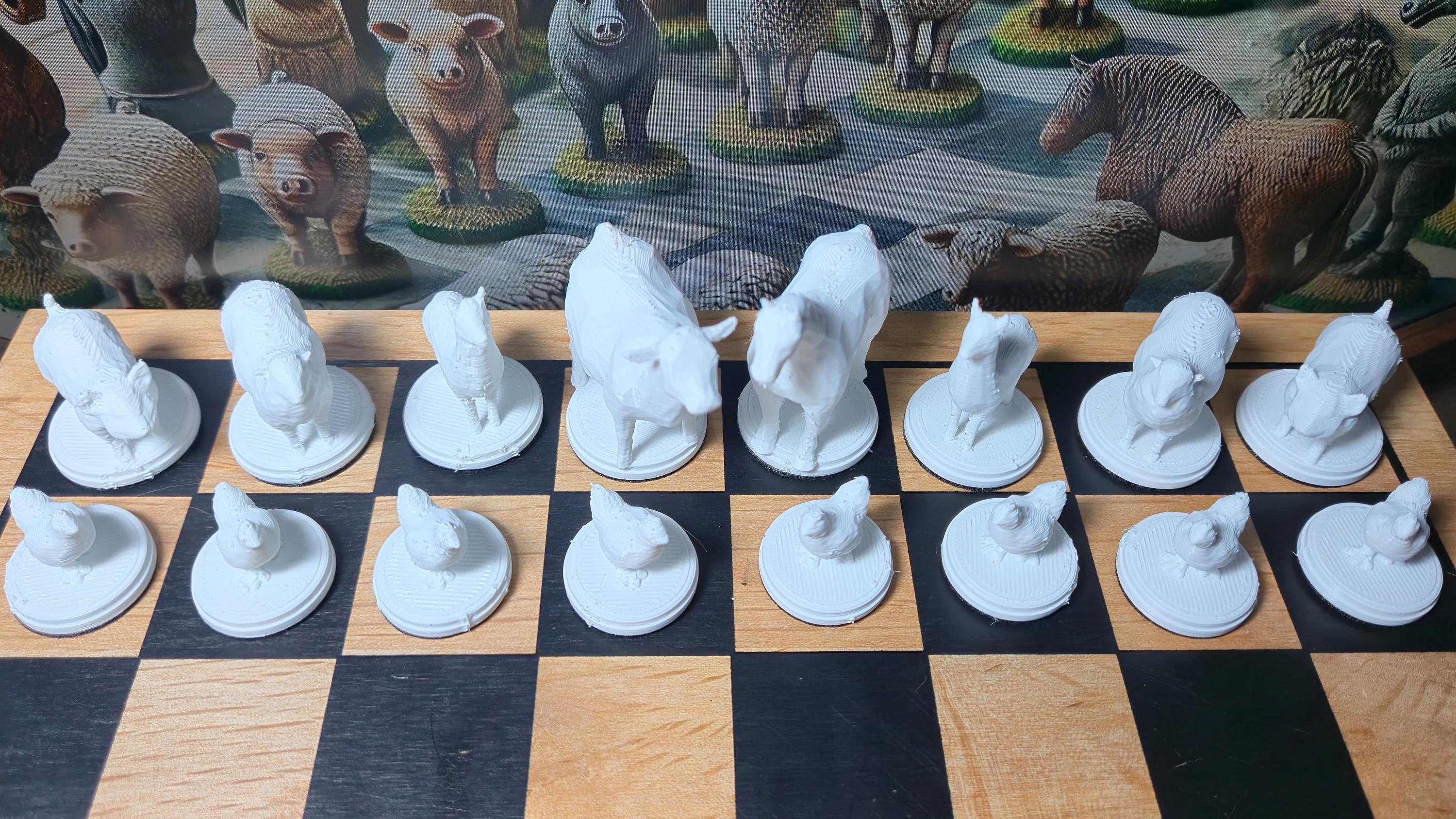 3D Printed Chess Set | Farmanimals Style - Etsy