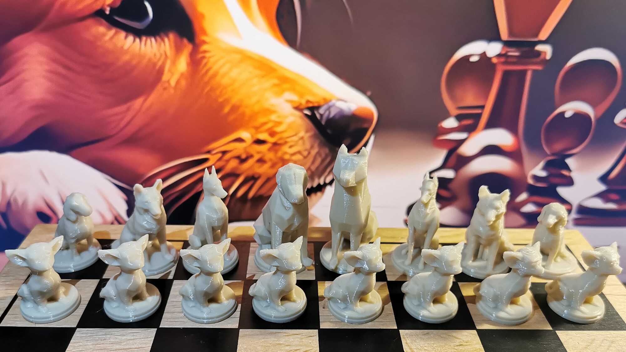 3D Printed Chess Set | Dogs Vs Cats Style - Etsy