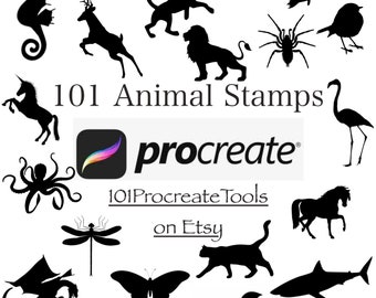 101 Procreate Animal Stämplar