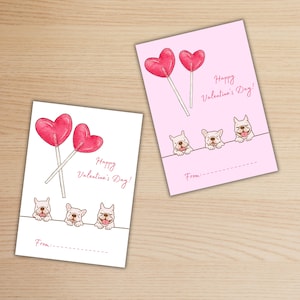 Französische Bulldogge Valentinstag druckbare Karten | Sofortiger digitaler Download für Frenchie-Liebhaber | Mehrere Hintergrund | DIY Haustiere Karten
