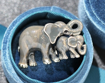 Twee kleuren olifant broche pin cadeau voor moeder dierlijke broche olifant sieraden handgemaakte Moederdag cadeau