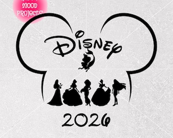 Princesses Mousehead Svg Png, Family Vacation Trip Svg, Cricut, Silhouette, Customized Svg, Sublimation, Vinyl Cut File