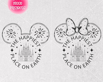 Arquivo de corte digital para viagem em família ao Castelo da Disney (SVG e PNG), Mickey e Minnie em férias.