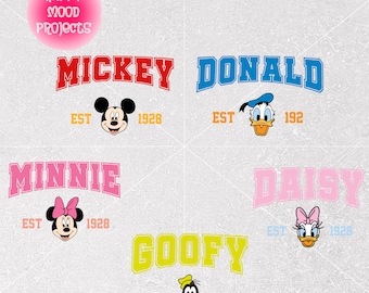 Bundle Mickeyy and Friends Est 1928 Colored Svg Png, Family Vacation Trip Svg, Cricut, Silhouette, Customized Svg, Cut File, Sublimation