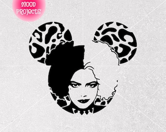 Dalmatians Cruella Mousehead Svg Png, Cruella De Vil Svg, Family Halloween Svg, Cricut, Silhouette, Instant Download, Cut File, Sublimation