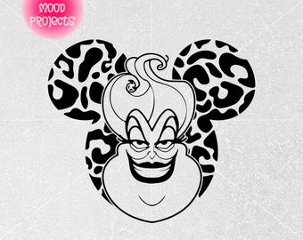 Leopard Ursula Mousehead Svg Png, Ursula Svg Png, Witch Svg,Family Vacation Svg, Cricut, Silhouette, Instant Download, Cut File, Sublimation