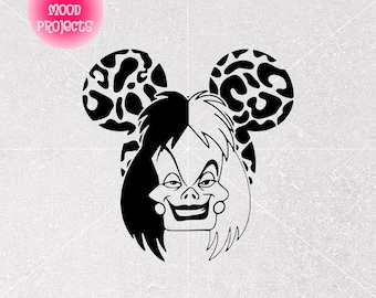 Cruella Leopard Mousehead Svg Png, Cruella De Vil Svg Png, Family Vacation Svg, Cricut, Silhouette, Instant Download, Cut File, Sublimation