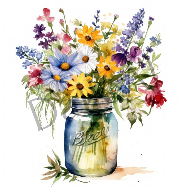 Vase of Flowers Clipart - 21 High Quality Pngs, Digital Download, Card ...