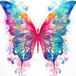 Digital Watercolor Butterfly, Set of 16 .PNG images in High Resolution, Digital Download Images, Phone Wallpaper, 3:4 Ratio, 2K