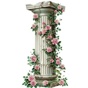 Greek Floral Column Clipart, 20 Digital Images in PNG format for illustrations with transparent background, commercial use