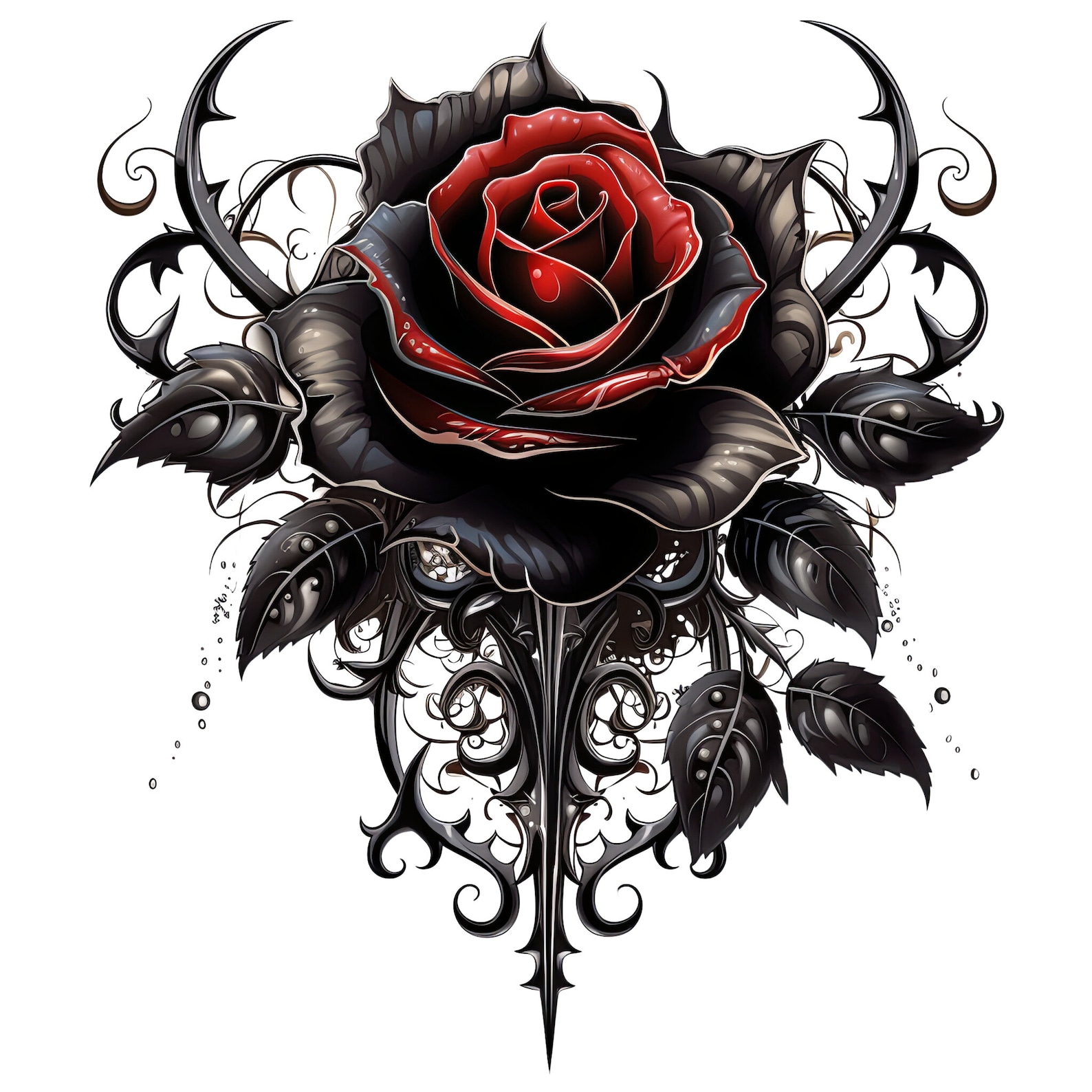 Gothic Rose Clipart, 23 Digital Images in PNG Format for Valentine ...