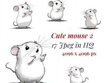 Cute Mouse Clipart, 17 images in Jpeg format, ready to download, printable, high resolution